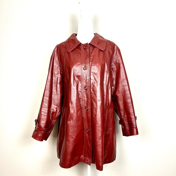 Vintage Jackets & Blazers - Vintage 70s Red Genuine Leather Jacket Made in Korea XL/L